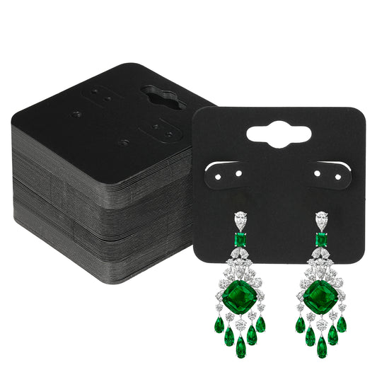 cobee 100 Pcs Earring Cards with Holes, Earring Display Cards Earring Packaging, Cardboard Earring Holders for Selling Jewelry Display DIY Craftsearring Card Holder(Black)