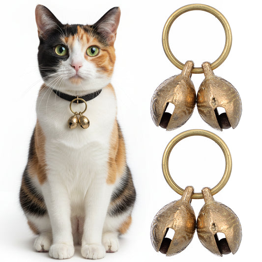 Jeffdad 2Pcs Copper Bell for Dog Collar, Brass Dog Bells Extra Loud Collar Bell for Pet Tracking Anti Lost Training Pets Pendant Accessories for Little Dogs & Cats(style1)