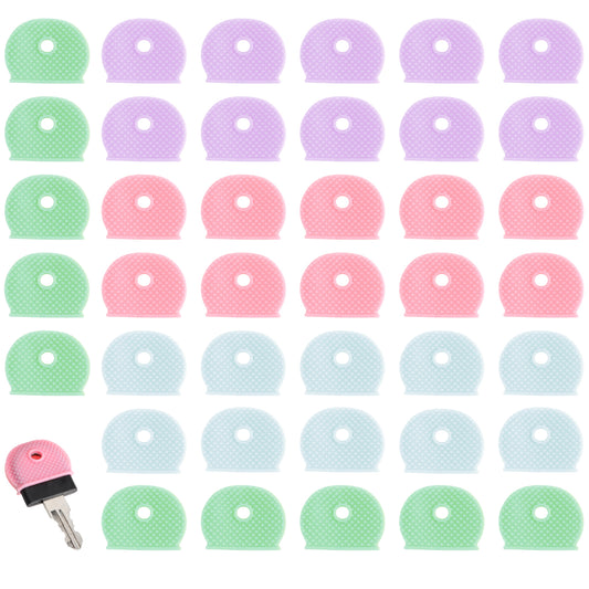 Bewudy 40 Pack Key Caps Covers Tags Set, Colored Key Cover Caps, Plastic Key Color Identifiers Labels, Identifier Tag Cover for Standard Regular Thin Flat House Keys Easy to Identify