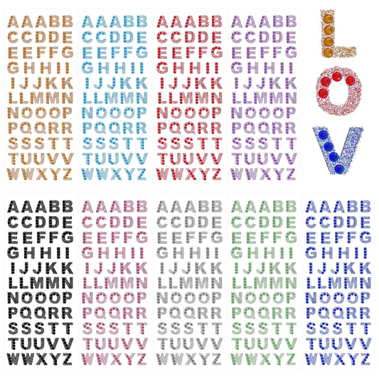 JIYIN Glitter Alphabet Stickers, 9 Sheets Glitter Crystal Self Adhesive Rhinestones Alphabet Letter Stickers, 0.6" A-Z Rhinestone Letters for Scrapbooking, Card Making, DIY Art Craft, and More