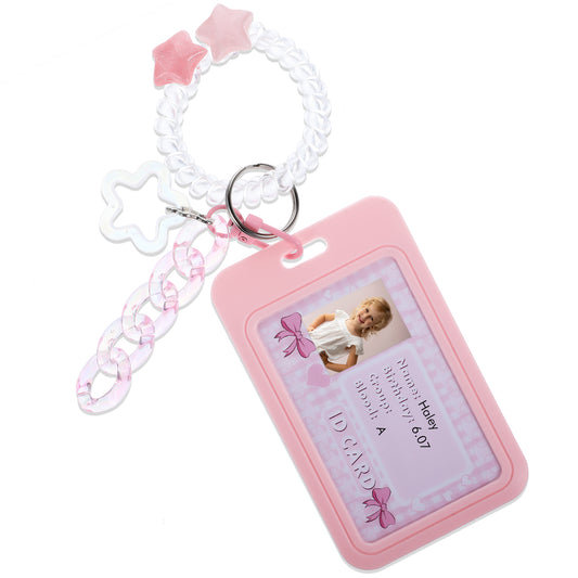 Amaxiu 3 Inch Acrylic Kpop Photocard Holder, Photocard Display Frame Kpop Photocard Stand Kpop Photocard Organizer with Keychain Love Heart Pendant for Tabletop Decor(Pink1)