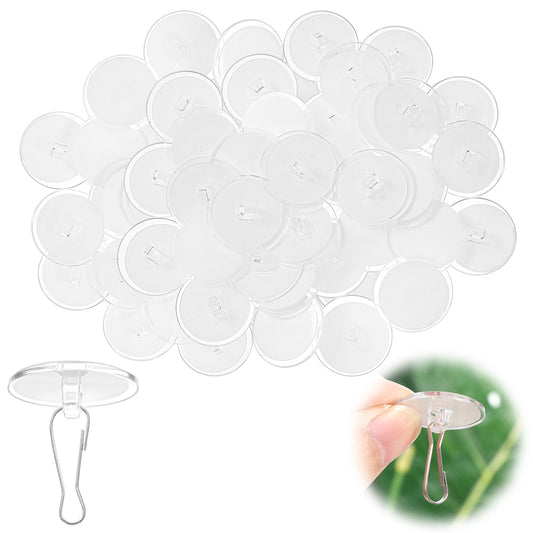 LIQWEI 100 Pack Self Adhesive Wall Hook for Hanging, Small Sticky Damage-Free No-Drill Ceiling Discs with Metal Hook, Removable Transparent Wall Hook for Festival Wedding Party Décor