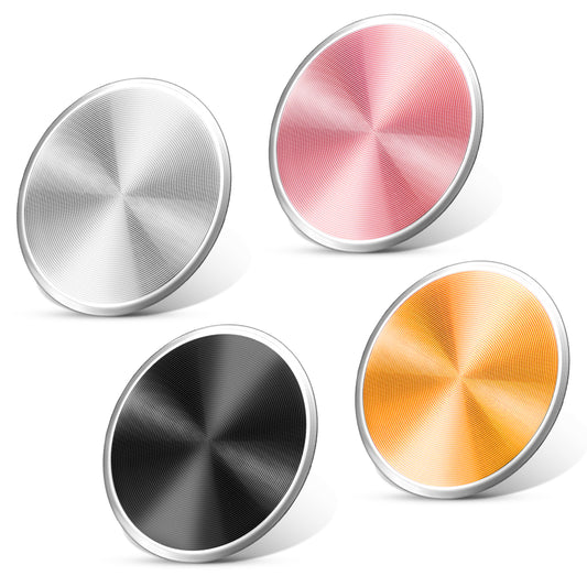 JIYIN Mount Metal Plates for Magnetic Phone Holder, 4 Pack Replacement Circular Patch of Magnetic Cell Phone Mount, Universal Round Metal Disc with Self-Adhesive Sticker for Mobile Phones(4 colors)