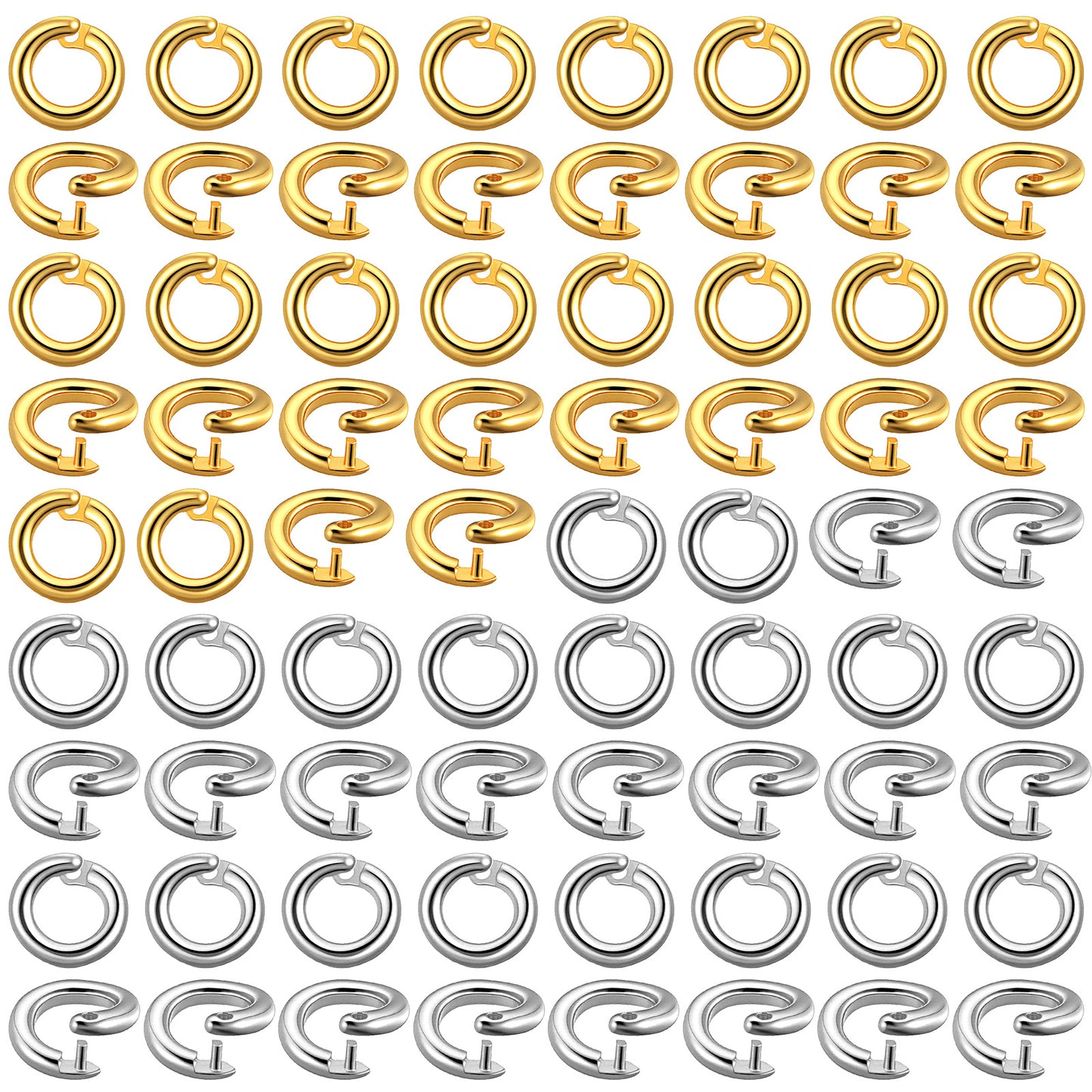 Molain 60Pcs Locking Jump Rings, OD 7.5mm ID 5mm Open End Connector Rings Split Jump Ring Open O Ring for DIY Crafts Jewelry Making Necklaces Bracelets Charms
