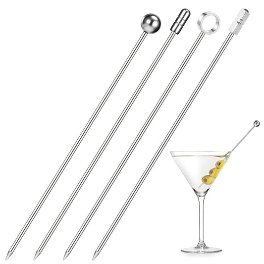 JJUNW 24 Pack Metal Cocktail Picks, 304 Stainless Steel Cocktail Toothpicks Reusable Metal Cocktail Skewers for Olives Appetizers Bloody Mary Brandied?4.3" ?
