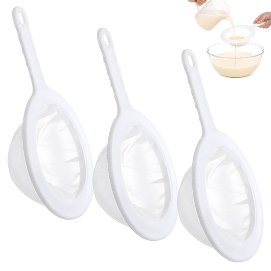 HJZHII 3Pcs Ultra-Fine Nylon Mesh Strainer 3Size Plastic Fine Mesh Sieve