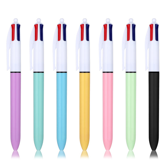 Molain 7 Pcs Ballpoint Pen, 4-Color Retractable Ball Pens, Medium Point 1.0mm, Retractable Colored Pen Multicolor Ballpoint Pens School Supplies Birthday Party Favors Gifts for Kids Students