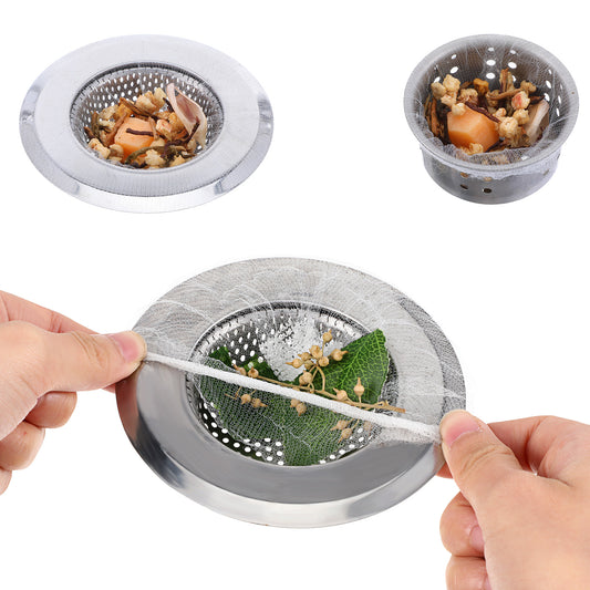 HJZHII 300pcs Kitchen Sink Strainer Mesh Bags, Disposable Sink Net Strainer Filter Bags Elastic Sink Filter Net for Kitchen and Bathroom Collecting Kitchen Food Waste Garbage