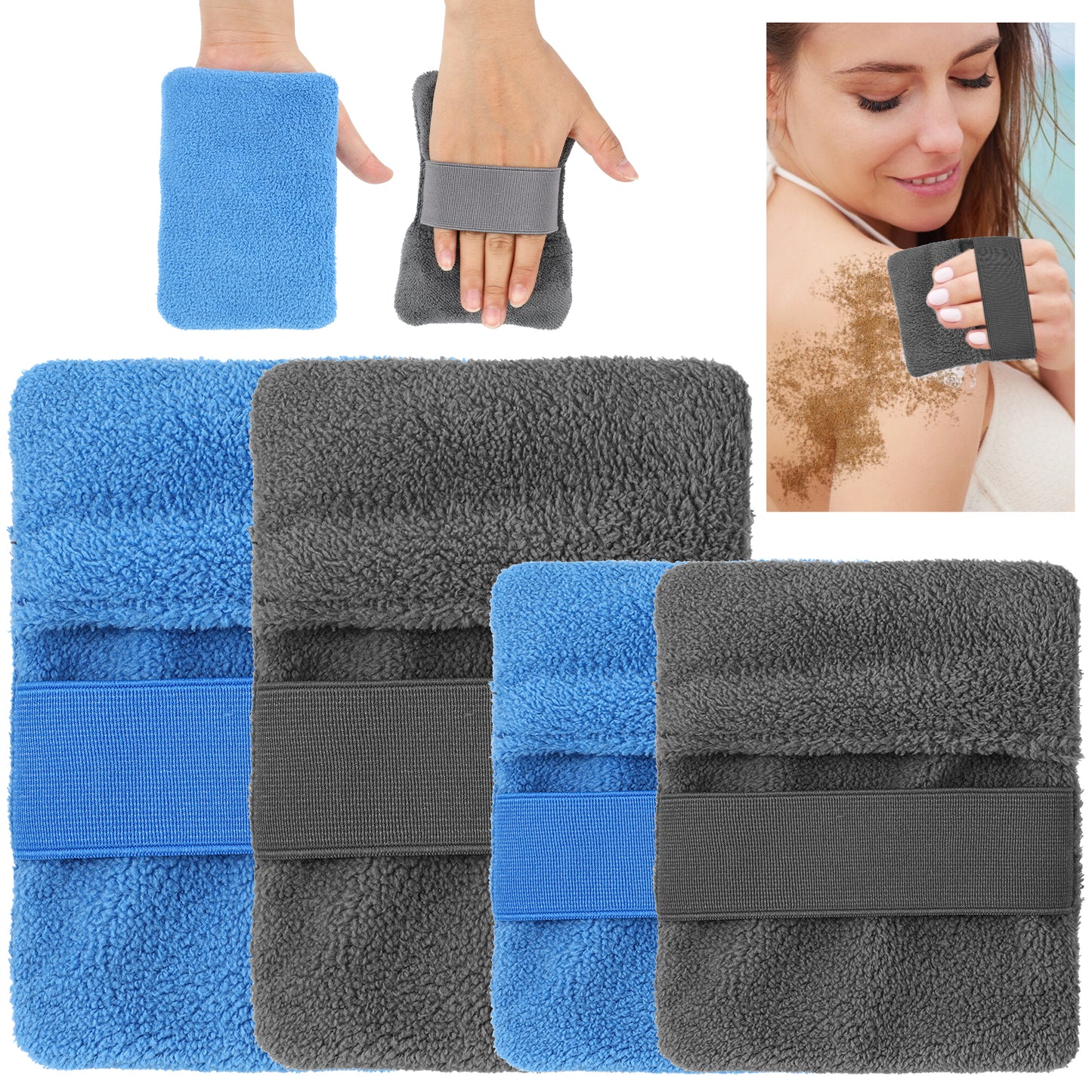 HJZHII 4 Pcs Sand Remover for Beach, Soft Sand Wipe Off Mitts Sands Remover Removal Off Bags for Beach Vacation Camping Volleyball Sandboxes Essentials Adults