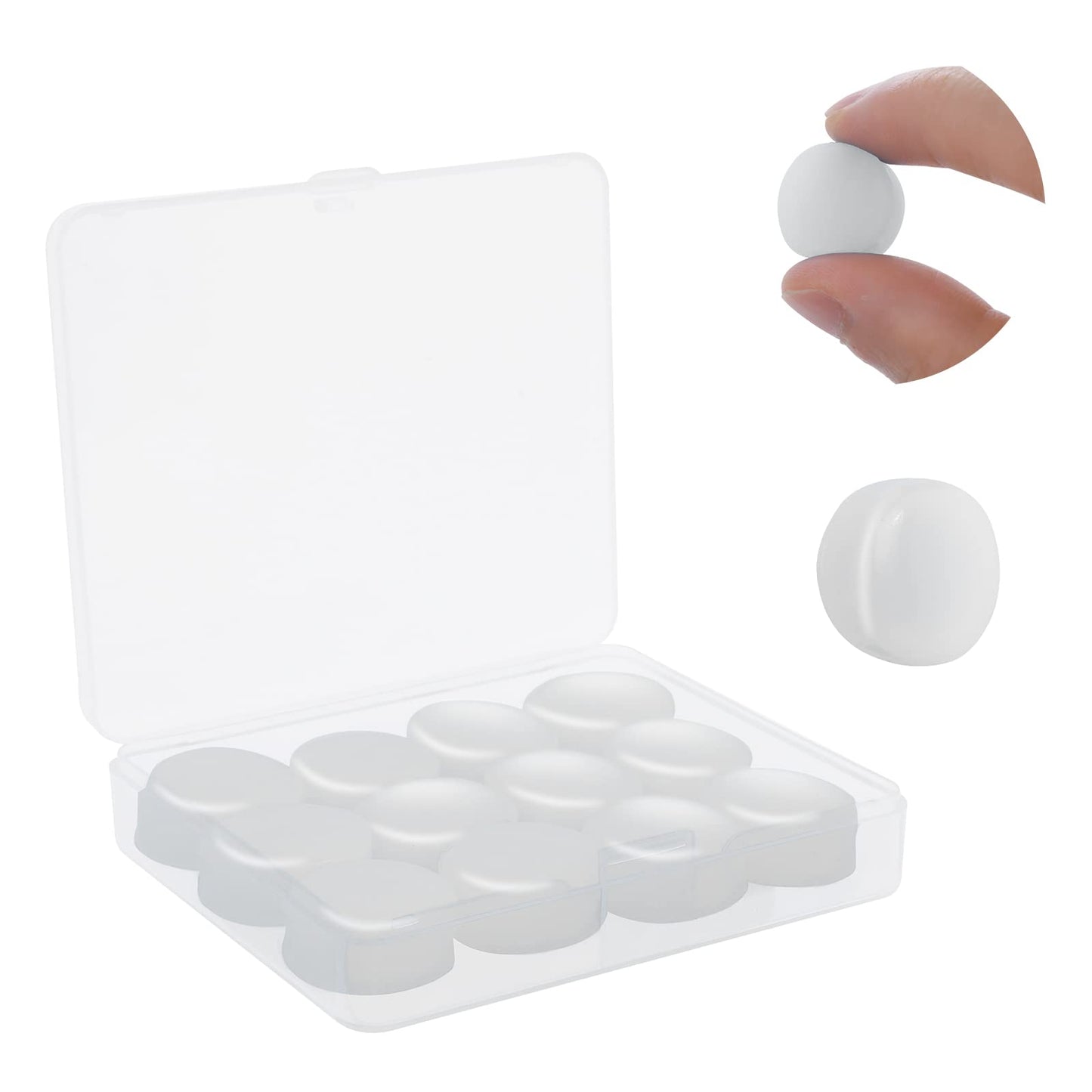 Molain Sleeping Ear Plugs, 12 Pieces Silicone Earplugs Noise Cancelling Earplugs for Shooting Range, Swimmers, Snoring, Concerts, Airplanes, Travel, Work, Studying (white)