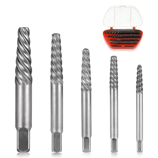 JIEYAO 5 Pcs Spiral Screw Extractor Set, Spiral Flute Bolt Extractor Set Cr-MO Easy Out Bolt Extractor Set for Removing Stripped Screws and Broken Bolts