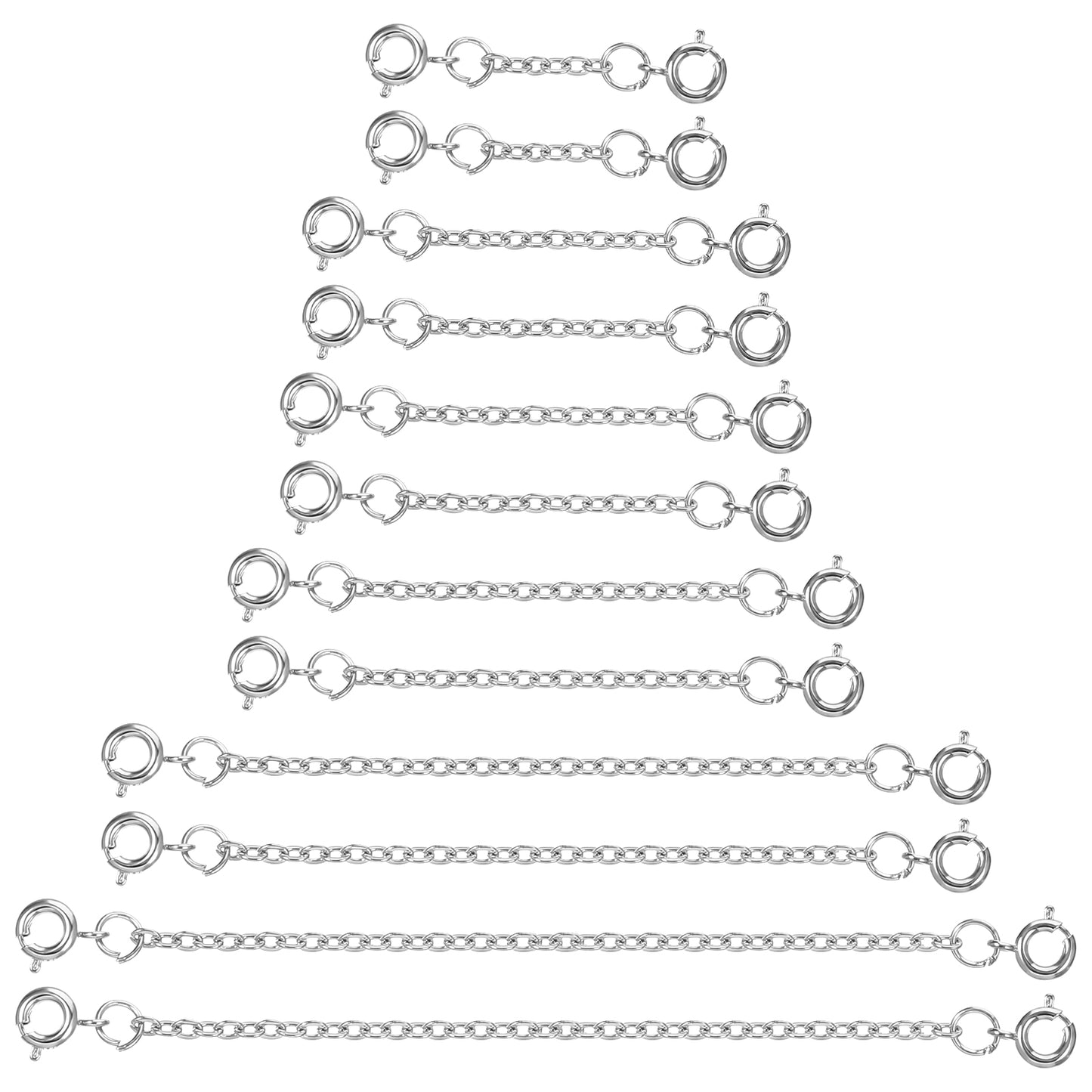 DOPENSPI 12 Pcs Necklace Extenders, 6 Size Bracelet Extenders Chain Extension with Clasps for Women Anklets Jewelry Making Supplies (Silver)