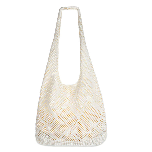 HJZHII Summer Beach Bag, Boho Tote Bags Crochet Totes Mesh Beach Handbag Knits Beachy Tropical Vacation Handbags Handmade Aesthetic Bag for Women