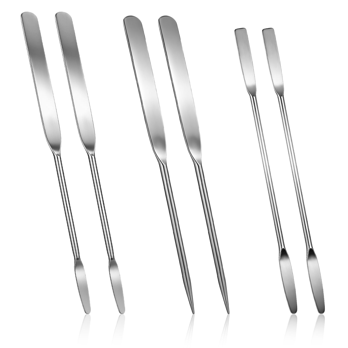 TIESOME 6 Pcs Metal Makeup Spatula, Stainless Steel Cosmetic Spatulas Kit, Double Ended Face Mask & Foundation Applicators, Small Micro Spatulas for Mixing Creams, Serums and Makeup