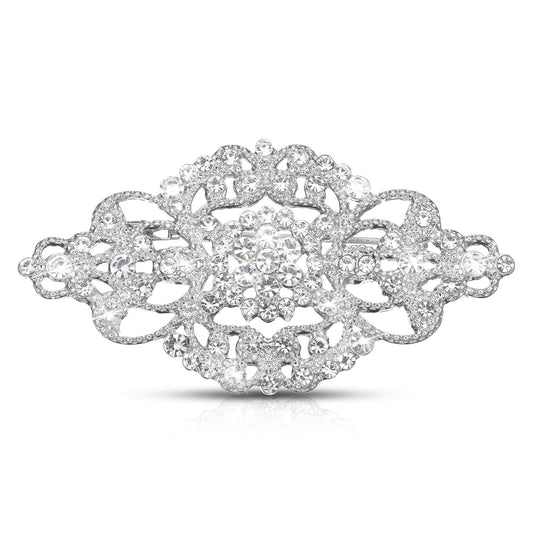 MBAIYO Broach for Wedding, Austrian Crystal Rhinestone Wedding Brooch Vintage Bridal Crystal Art Deco Rhinestone Brooch Pin for Women Formal Events Accessory
