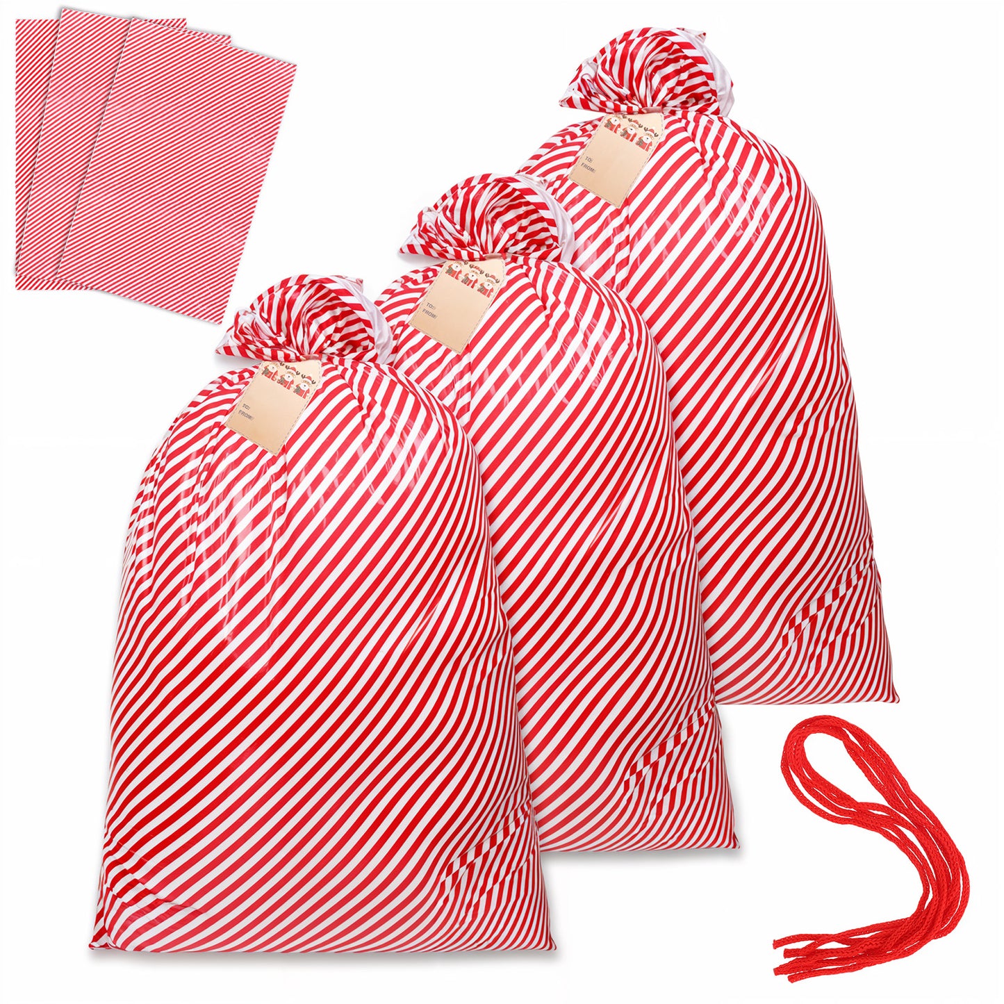 Giantree 3 Pcs 36''x56'' Extra Large Christmas Gift Bag, Extra Large Holiday Gift Bag Jumbo Gift Bag Giant Birthday Gift Bags Extra Large Plastic Gift Bags for Christmas New Year Presents Kids Party