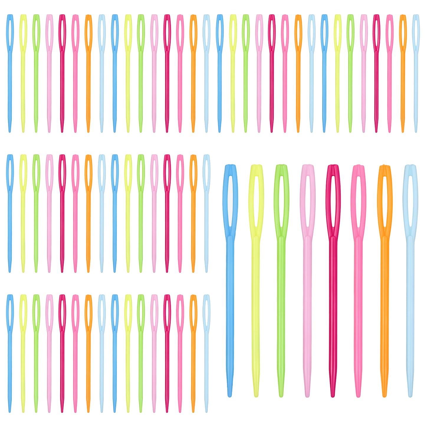 JJUNW 150 Pcs Plastic Sewing Needles, Large Eye Yarn Needles, 7cm Knitting Sewing Needle for Crochet Weaving Tapestry Christmas Craft Gifts DIY Sewings Handmade Crafts