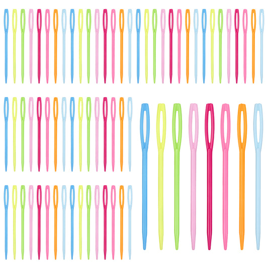 JJUNW 150 Pcs Plastic Sewing Needles, Large Eye Yarn Needles, 7cm Knitting Sewing Needle for Crochet Weaving Tapestry Christmas Craft Gifts DIY Sewings Handmade Crafts