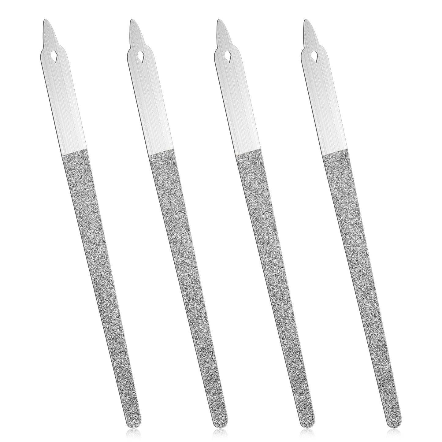 4 PCS Diamond Nail File, 6" Stainless Steel Manicure Pedicure Toenails Tools Double Sided Professional Toenails Filer for Salon Natural and Artificial Nails