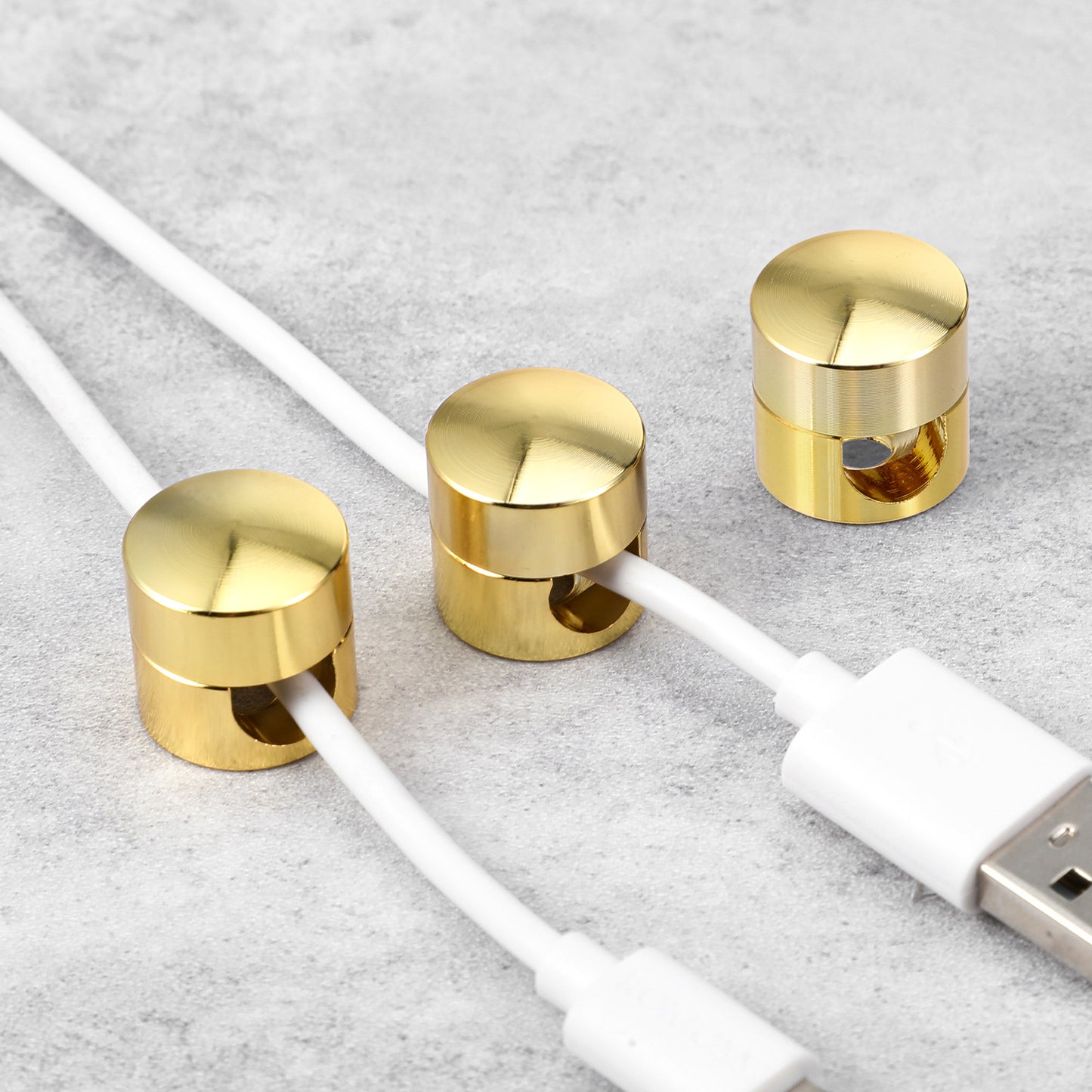 Yuanchu 3 Sets Cable Anchors Desk, Adhesive Phone Charger Holders for Cords Gold Cord Management Clips Adjustable Wire Organizers Nightstand Office Swag Hook for Chandelier Ceiling Lights Cable