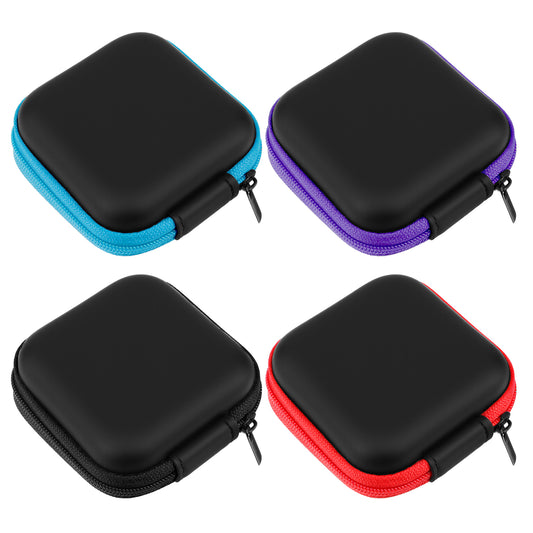 LXUEJIE 4 Pcs Mini Earphone Case Protective Bag Box, Multi-functional Headphone Storage Portable Storages Cases, Portable EVA Zip Shell Carrying Earbud Storage Pouches for Wired Headsets