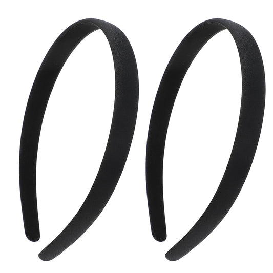 BOHUIZ 2 Pcs Satin Black Headbands for Women, Plain Wide Hair Band Fashion Solid Hairband Non-Slip Elastic Hoops for Women Girls Cosplay Valentine's Day Christmas Gifts