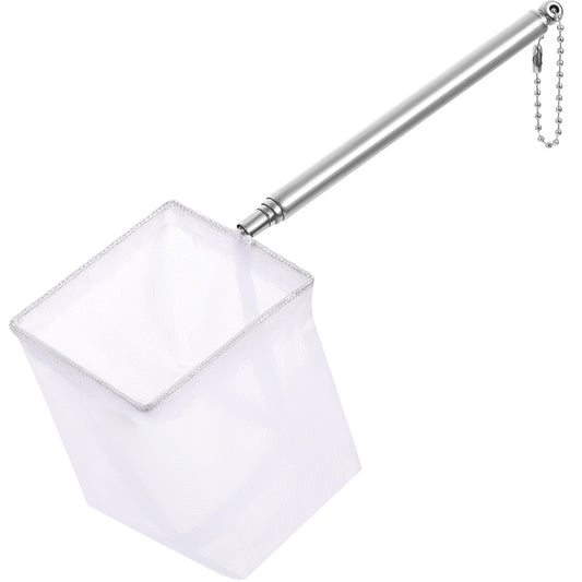 JIEYAO Aquarium Fish Net with Extendable Handle, 2.5" Tiny Fish Tank Net, Small Soft Fine Fishing Mesh Telescopic Aquarium Skimmer Nets Cleaning Tanks Aquarium Accessories for Tank Pond Creek (White)