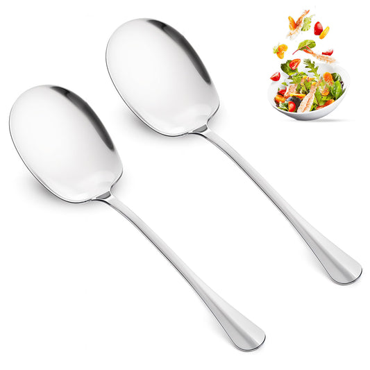 JIEYAO 2 Pcs Large Serving Spoons, 9.8“ Stainless Steel Cooking Spoon, Long Handle Soup Spoons Buffet Serving Tablespoon Tabletop Flatware Serving Utensil for Serving Spoons Set Kitchen Tool