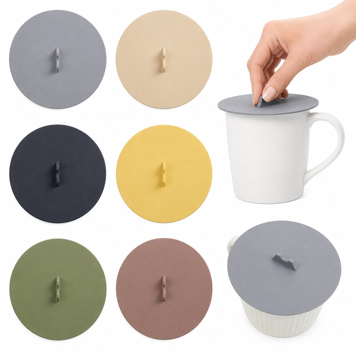 SULIKJHUI Silicone Cup Covers 9.8 cm Anti-Dust Lids for Mugs