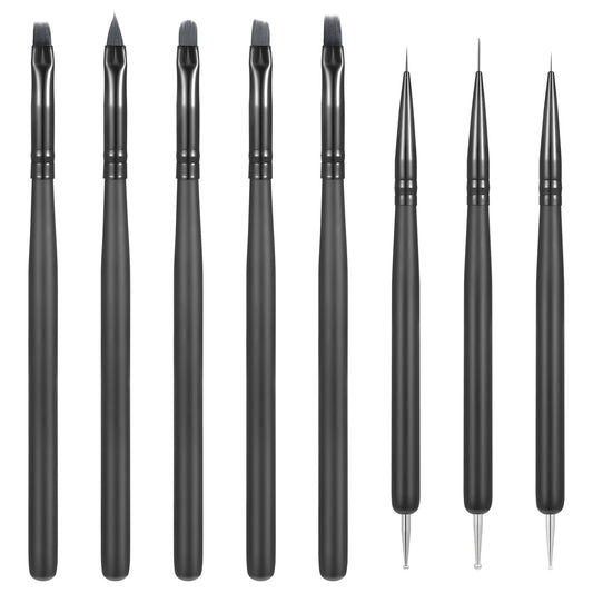 AOZUO 8 Pack Nail Dotting Tools, Nail Art Gel Polish Liner Brushes Nail Design Pen DIY Detail Brushes for Nail Extension, Long Lines, Thin Details, Fine Drawing, UV Gel Polish Painting