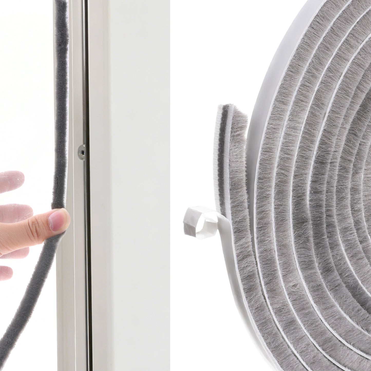 TIESOME Self-Adhesive Felt Weather Stripping Seal Tape, 11/32 inch x 11/32 inch x 16.5 ft Door Brush Seal Strip Draft Excluder for Sliding Windows and Door Frames