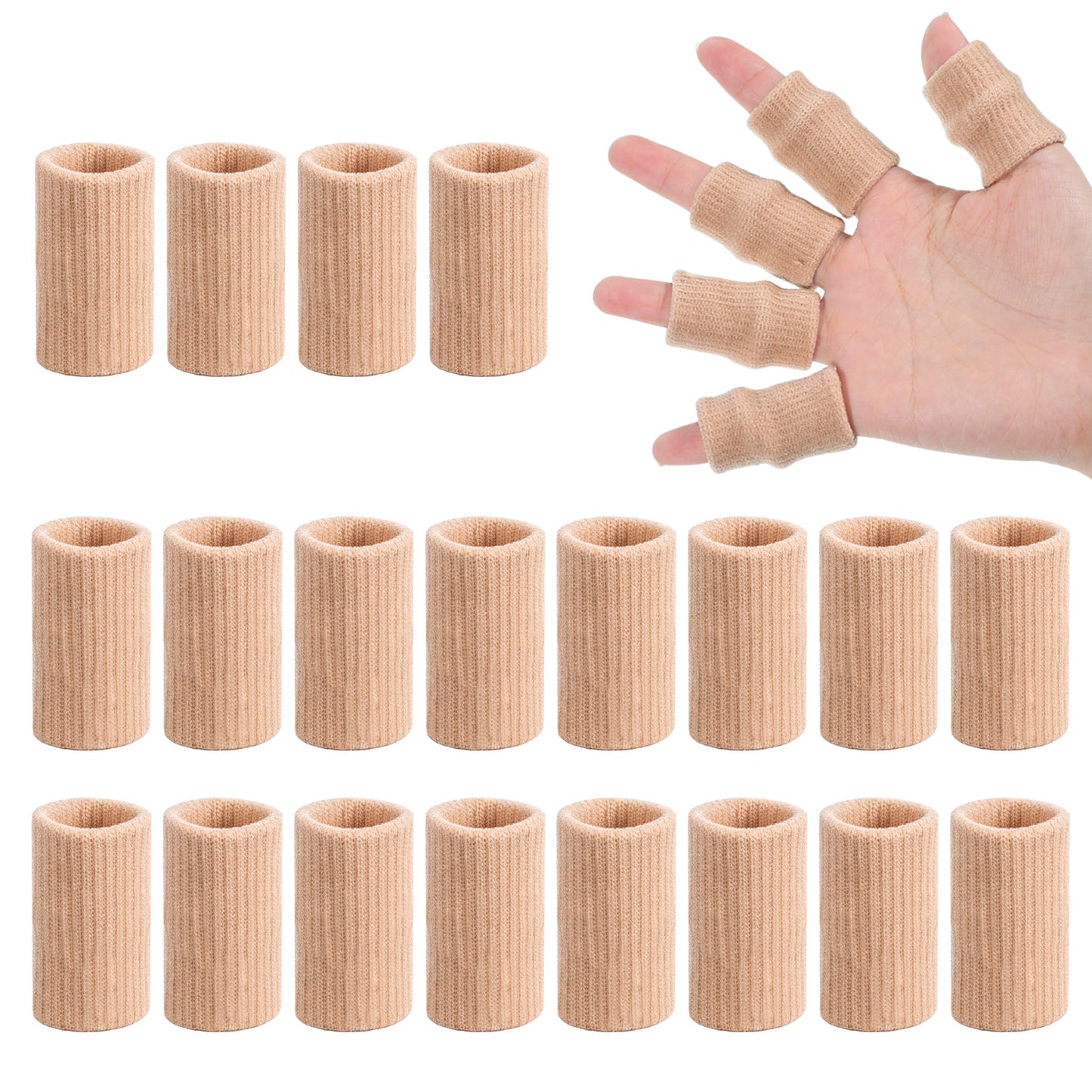 SULIKJHUI 20 Pcs Finger Compression Sleeves, Elastic Finger Sleeves for Arthritis, Breathable Thumb & Fingers Support Protectors, Sport Compression Aid for Pain Relief, Anti-Slip for Basketball