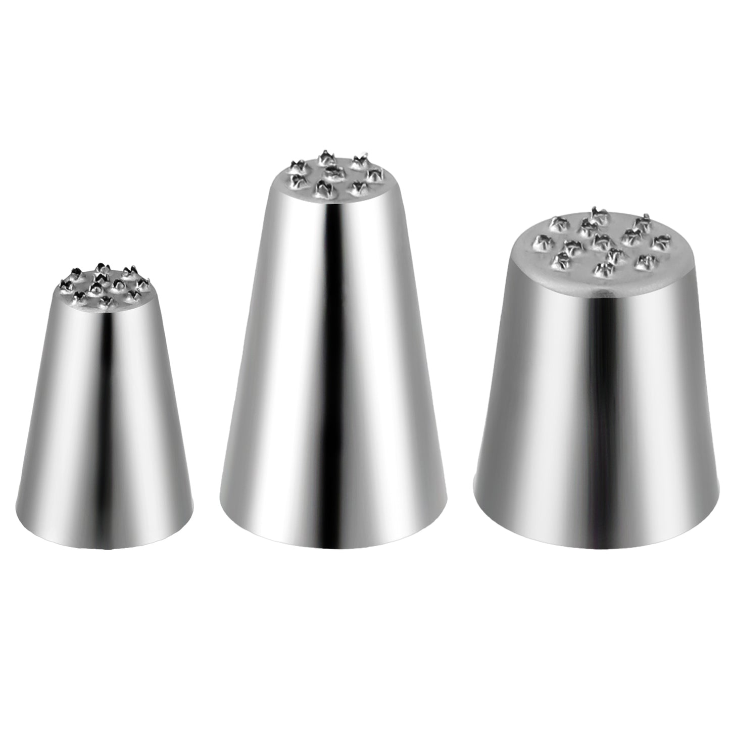 BOHUIZ 3 Pcs Grass Piping Nozzles Set, Stainless Steel Cake Piping Tips Grass Icing Nozzles Multi Opening Tip for Cake Decorating Cookie Cream DIY Baking (M24, 233, 234)