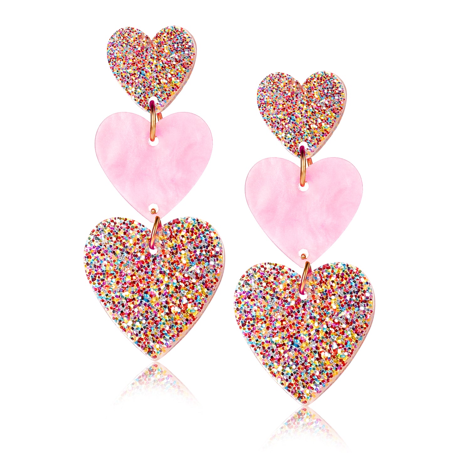 Amaxiu Colorful Heart Earrings for Women, Heart Dangle Earrings Cute Hearts Dangle Earring Love Heart Earrings Gift for Her