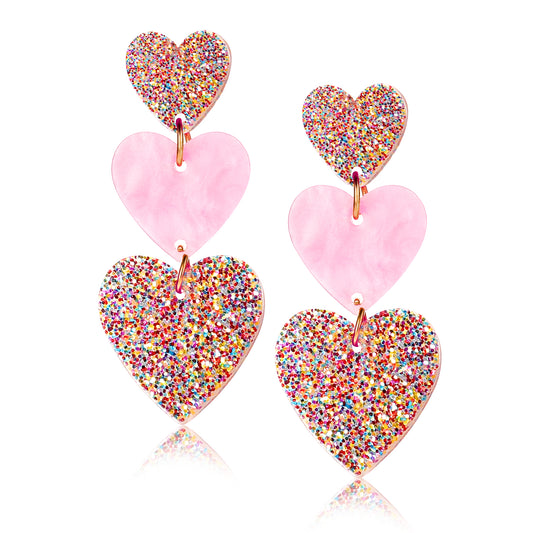 Amaxiu Colorful Heart Earrings for Women, Heart Dangle Earrings Cute Hearts Dangle Earring Love Heart Earrings Gift for Her