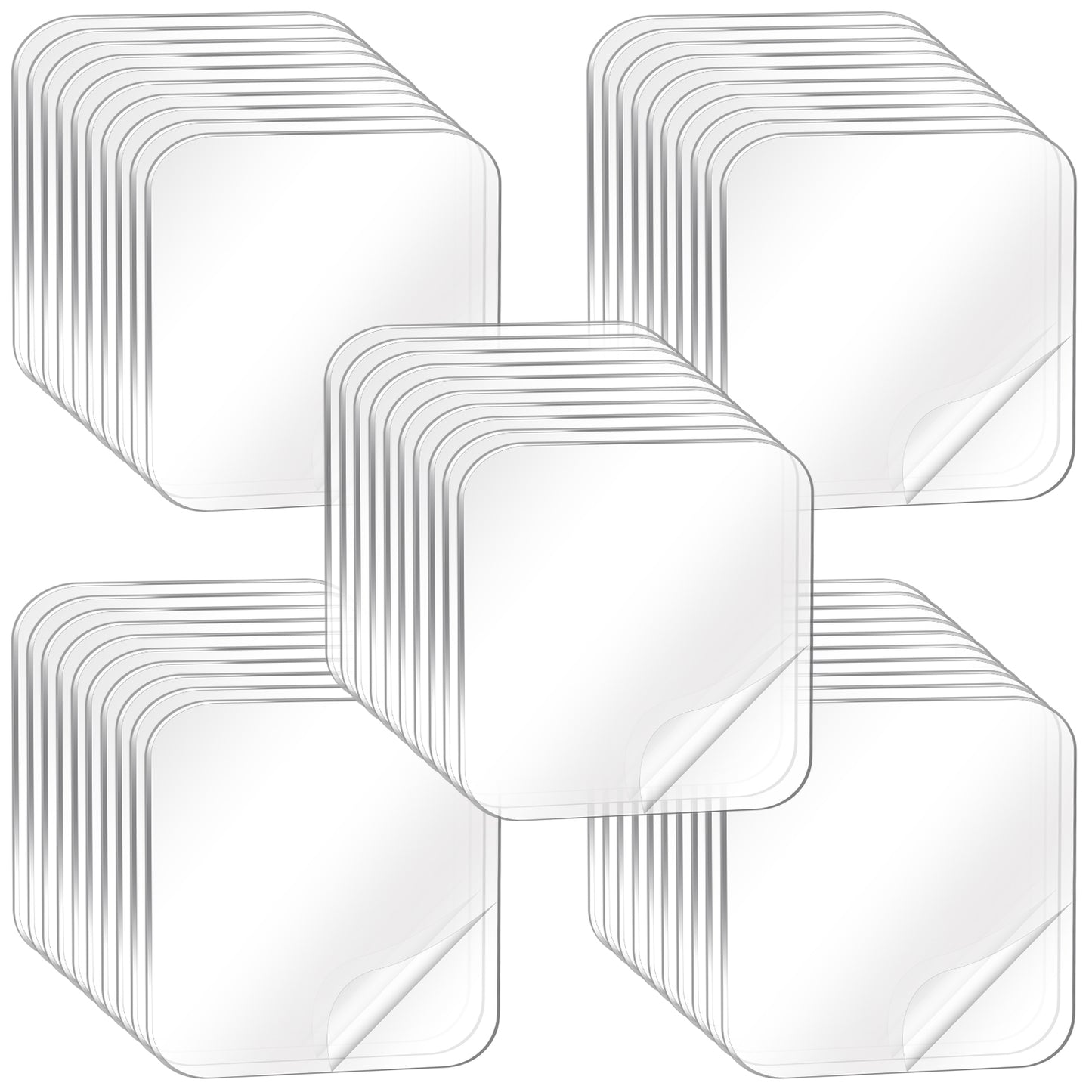 WJIAAA Clear Double Sided Adhesive Pads, 50pcs Waterproof Adhesive Sticker, Double Sided Squares Sticky Patch, Transparent Walls Hanging Nano Gel Tape Heavy Duty 2.36 * 2.36in for Home Office Fixing