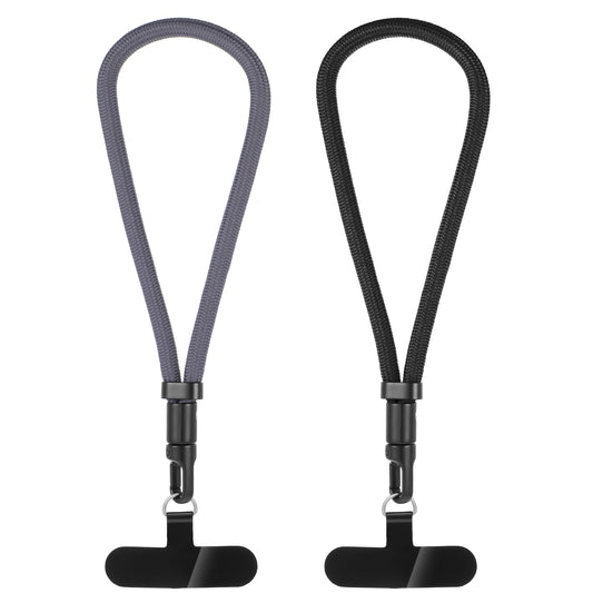 JIEYAO 2 Pcs Cell Phone Lanyard with 2 Patch, Cell Phone Hand Wrist Strap Universal Wristlet Strap Compatible with Phone Case(Black+Grey)
