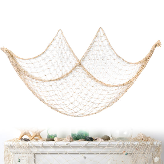 HJZHII Fish Net Decorations, 1m x 2m Nautical Themed Decorative Fishnet Mediterranean Style Fish Net for Party Wall Hanging Decoration for Home Bedroom