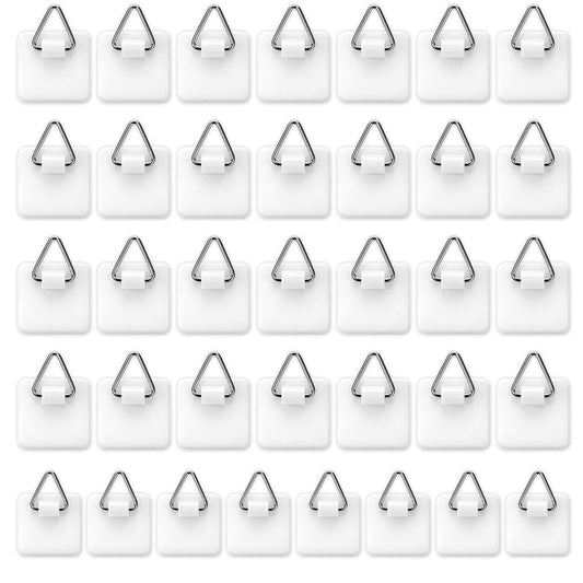 HJZHII 40 Pcs Adhesive Picture Hangers, Invisible Adhesive Plate Hangers Without Nails Sticky Picture Frame Hooks Heavy Duty Wall Hangers for Photo Frame Foam Board Decorative Plate