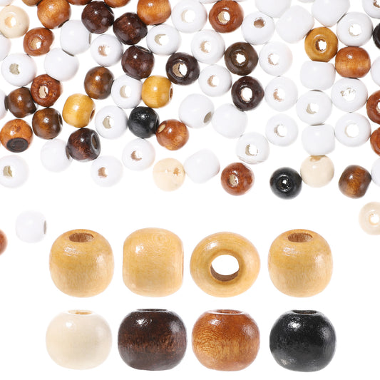 simarro 200pcs Large Hole Wooden Beads, 9X10mm Natura Wooden Round Loose Macrame Spacer Beads for DIY Bracelet Necklace Jewelry Making Handmade