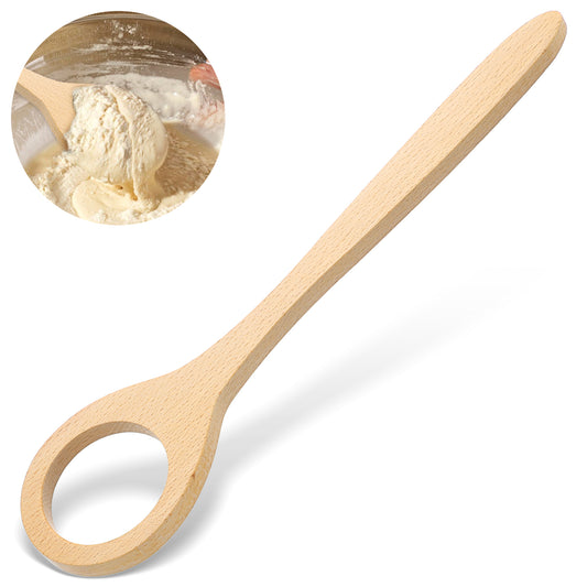 AOZUO Wooden Dough Whisk, Danish Bread Whisk Sourdough Wood Stirrer Mixer Whisking Tool Baking Supplies for Mixing Sourdough Bread Pastries Egg Pizza Cake Batter