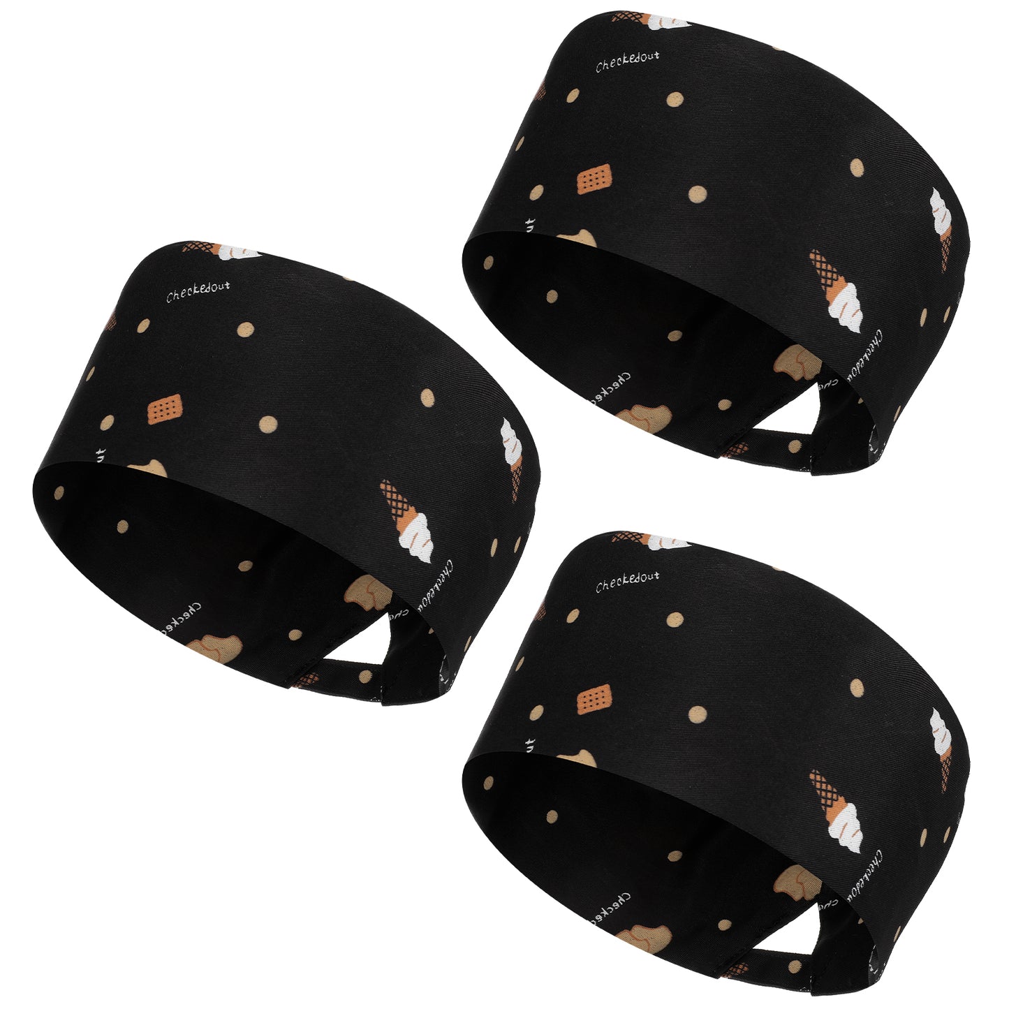 WJIAAA 3Pcs Chef Hat, Adjustable Breathable Mesh Chefs Hats with Ice Cream Cookie Cartoon Pattern for Men Adults Kitchen Baking Restaurant
