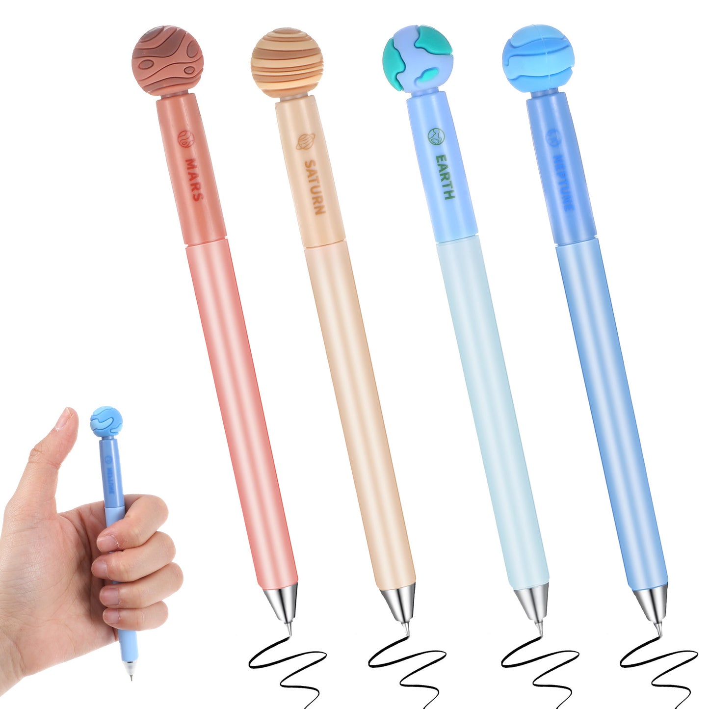 MBAIYO 4 Pcs Fidget Rotating Multicolor Pen, 4 In 1 Erasable Anxiety Relief Pens 0.5mm Black Ink, Retractable Gel Ink Pen Cute Fun Rotating Pens for Adults Perfect for Office School College Gifts