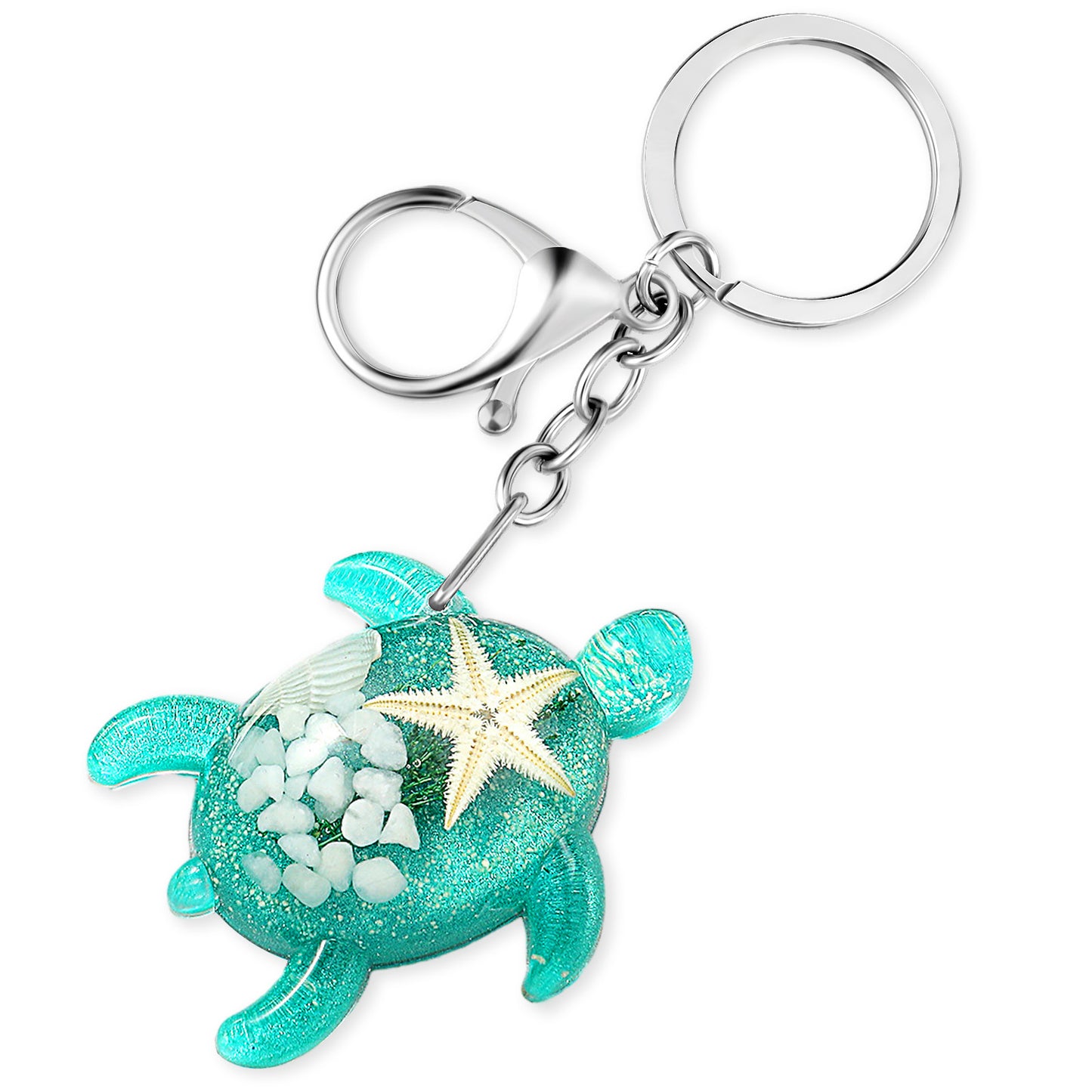 XLIUAX Sea Turtle Keychain, Travel Beach Keyring with Clasp Purse Charm Ocean Animals Car Bag Key Chain Birthday Gift for Turtle Lovers(Green)