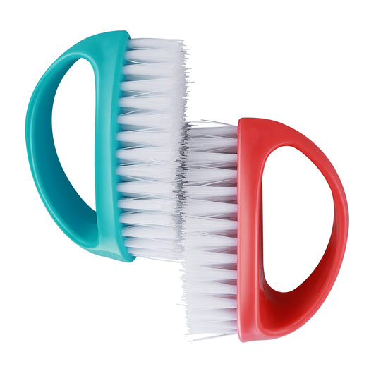 HJZHII 2 Pcs Hand and Nail Brush, Heavy Duty Scrub Clean Brushes with Nylon Bristles for Cleaning Soft Stiff Fingernails Fingers Toes and Nails Men Women (Red, Blue)