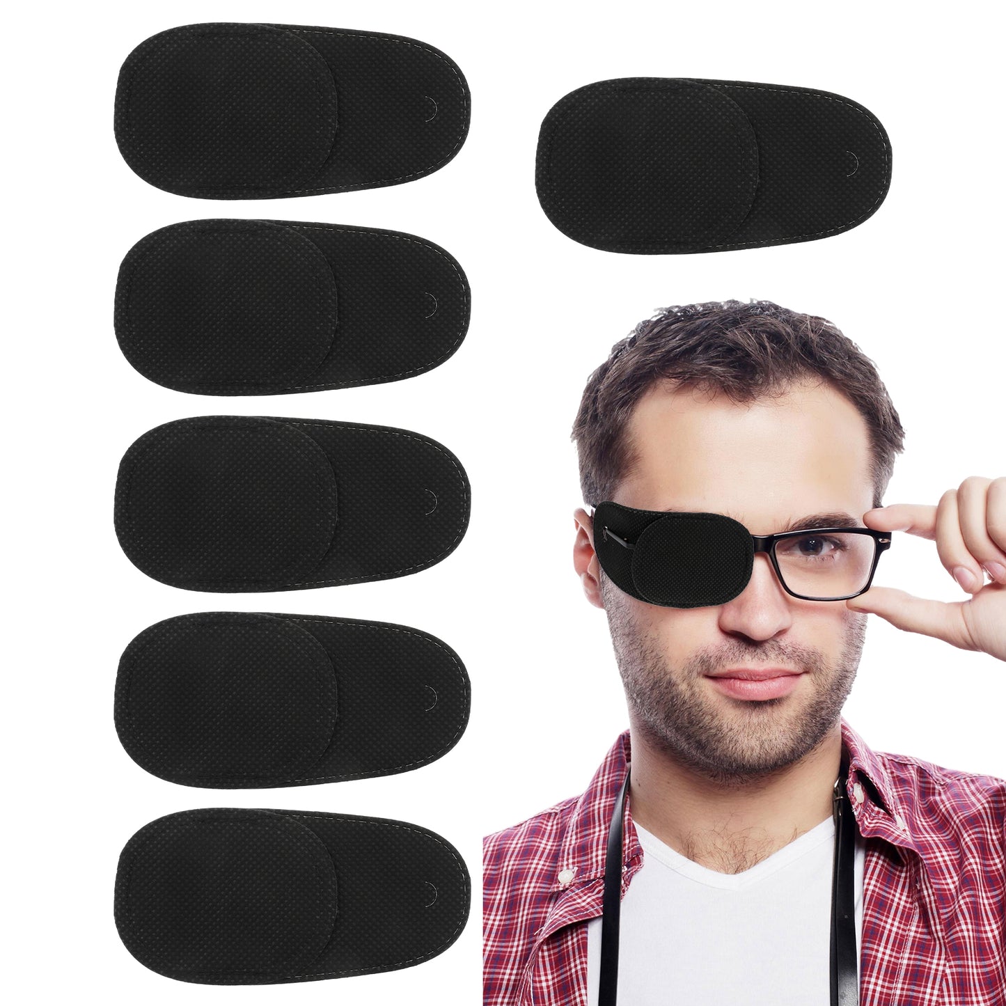 Giantree 6 Pcs Eye Patches for Adults, Reusable Comfortable Left or Right Single Eye Patches, Professional Medical One Eye Cover Lazy Eye Patch for Treating Lazy Amblyopia Strabismus After Surgery(6)