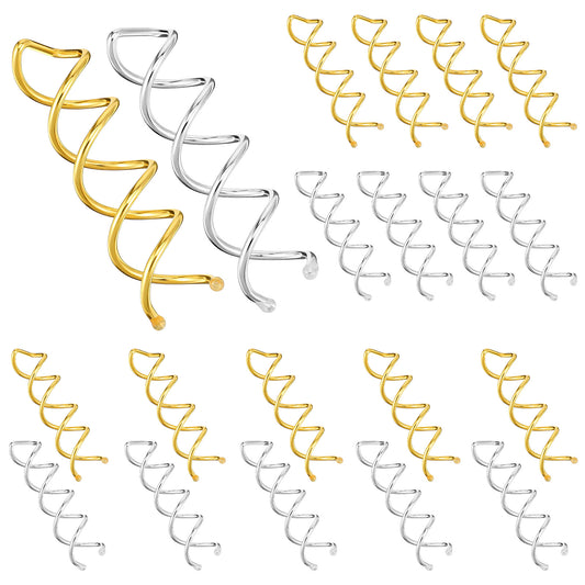 LXUEJIE 20PCS Spiral Hair Pins, 2 Colors Spin Pins Spiral Bobby Pin for Girls Women Non-Scratch Round Clip & Bun Twist, Stylish Bun Bobby Pin, Alloy SpinPins for Hair, Gold and Silver