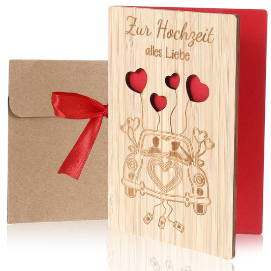 cobee Anniversary Gifts for Wife, Anniversary Cards for Her Wooden Anniversary Gift Personalized Wedding Card Set, Wedding Cards and Gift Signs(Car)