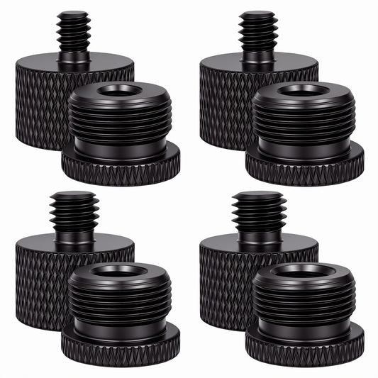 HJZHII 8 Pcs Mic Stand Adapter, Microphone Thread Adapter Kit Female to Male Screw Thread Adapters for Microphone Stand Boom Arm Camera Tripod(5/8-1/4, 5/8-3/8, 3/8-5/8, 1/4 Female to 5/8 Male)