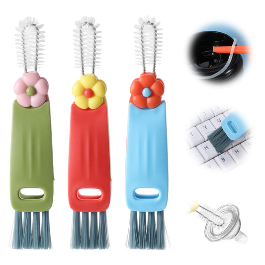 LXUEJIE 3-in-1 Cup Lid Cleaning Brush, 3 Pcs Water Bottle Crevice Cleaning Brush, Multifunctional Cup Lid Clean Brushes for Home Kitchen